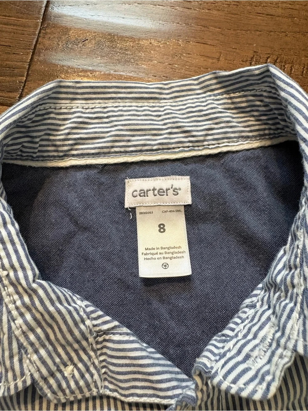 Carter's Men's Blue and White Pinstripe Button-Down Shirt